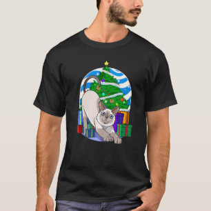 T-shirt Chat siamois Père Noël arbre de Noël décorations d