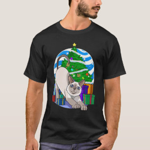 T-shirt Chat siamois Père Noël Arbre de Noël Xmas Décor