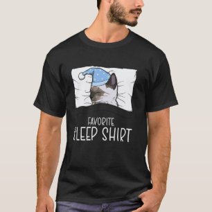 T-shirt Chat siamois préféré endormi, chat Meezer dormant