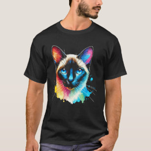 T-shirt Chat siamois vibrant éclaboussure coloré