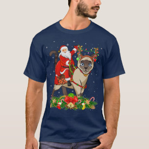 T-shirt Chat siamois Xmas correspondant au Père Noël cheva