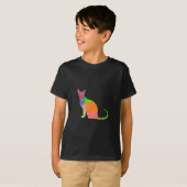 T-shirt Chat silhouette basse poly (Devant entier)