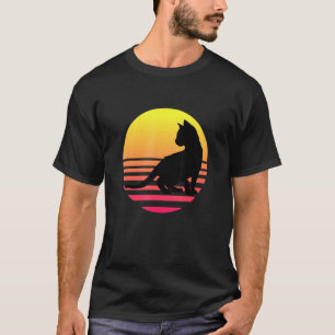 T-shirt Chat Silhouette Nouveauté Animal Vintage Coucher d