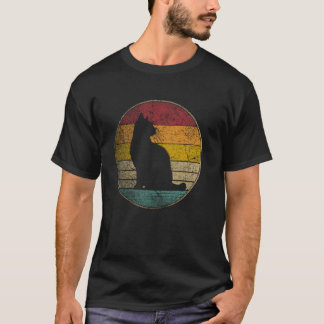 T-shirt Chat - Silhouette Rétro Vintage Détresse 60s 70s