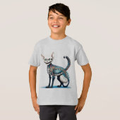 T-shirt Chat Skeleton Fusion - Hyperdétaillé Art (Devant entier)