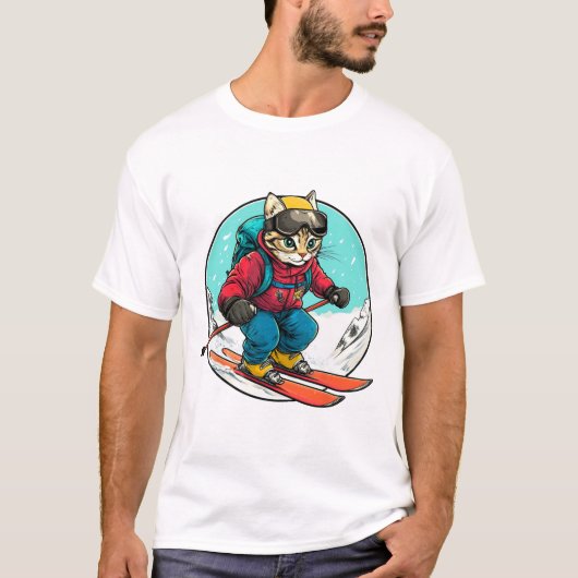 T-shirt Chat Skier (Devant)