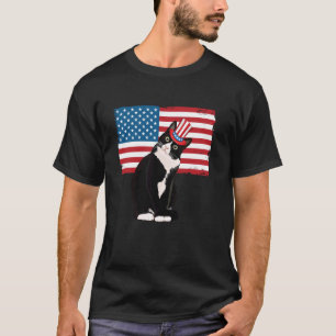 T-shirt Chat Smoking 4 Juillet Chapeau Cadeau Patriotique