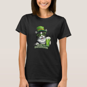 T-shirt Chat Smoking Beer Saint Patrick Prone à Shena