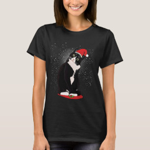 T-shirt Chat Smoking Christmas Santa Claus Neige Hiver Cos