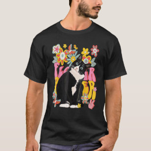 T-shirt Chat Smoking Retro Années 60 70 Atmosphère Fleurs