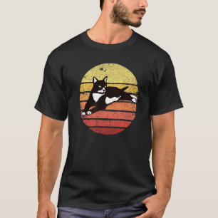T-shirt Chat Smoking Rétro Coucher de Soleil Vintage Dame