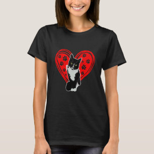 T-shirt Chat Smoking Valentine Cœur Patte Pour Chat Et Cha
