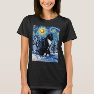T-shirt Chat Smoking Winter Snow Holiday Starry Night Art