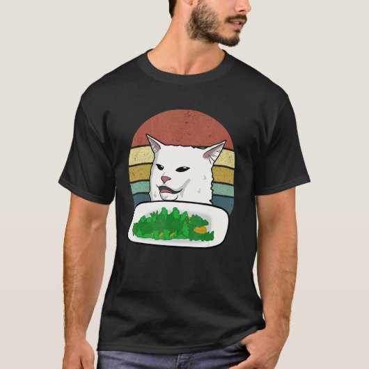 T-shirt Chat Smudge n'aime pas la salade drôle (Devant)