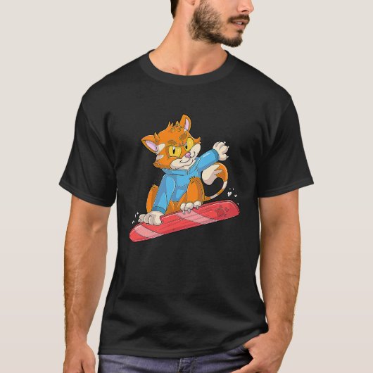 T-shirt Chat snowboardeur (Devant)