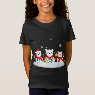 T-Shirt Chat Snowman Santa Hat Reindeer Amoureux des chats