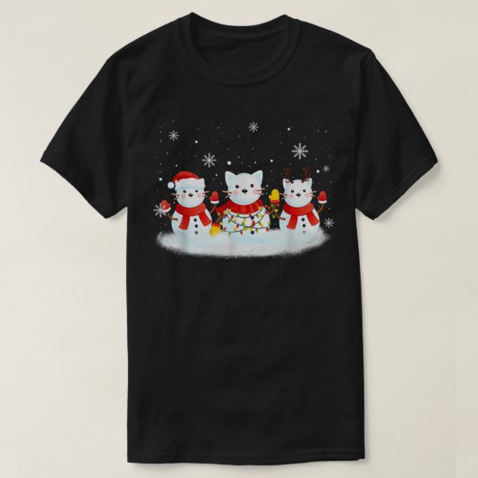 T-shirt Chat Snowman Santa Hat Reindeer Amoureux des chats (Design devant)