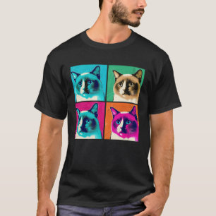 T-shirt Chat Snowshoe Illustration Pop Animaux Colorés Hom