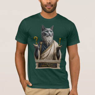 T-shirt Chat Socrate Bleu Russe