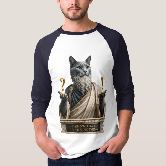 T-shirt Chat Socrate Bleu Russe (Devant)