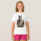T-shirt Chat Socrate Bleu Russe (Devant entier)