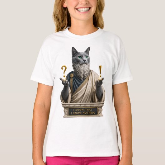 T-shirt Chat Socrate Bleu Russe (Devant)
