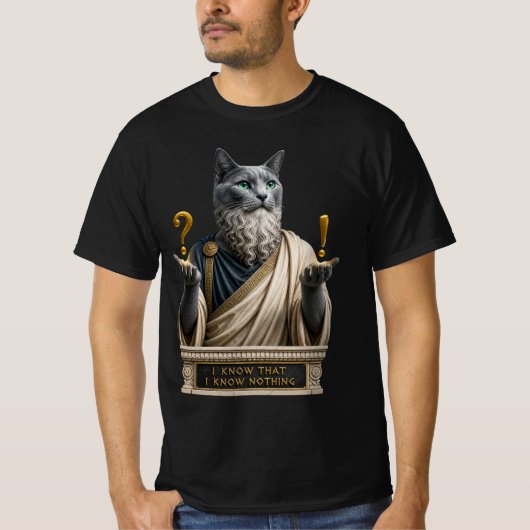 T-shirt Chat Socrate Bleu Russe (Devant)