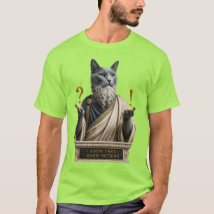 T-shirt Chat Socrate Bleu Russe