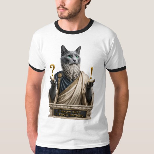 T-shirt Chat Socrate Bleu Russe (Devant)