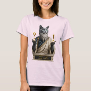 T-shirt Chat Socrate Bleu Russe