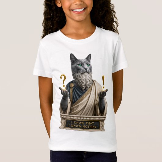 T-Shirt Chat Socrate Bleu Russe (Devant)