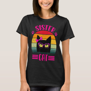 T-shirt Chat-Soeur Rétro vintage Avec Glasse Léopard Rose