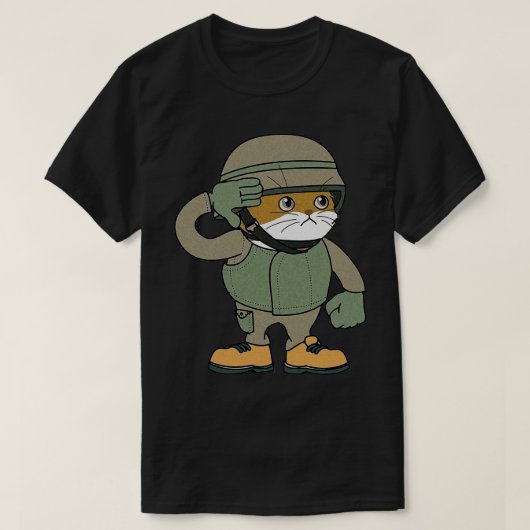 T-shirt Chat Soldat J'Aime Mon Chat (Design devant)