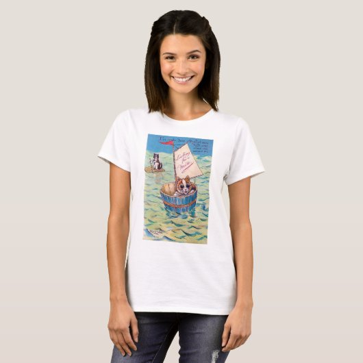 T-shirt Chat solitaire en mer, Louis Wain (Devant entier)