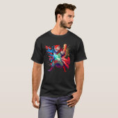 T-shirt Chat sorcier Chat magicien Kitty Kitten Baguette m (Devant entier)
