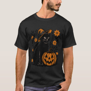 T-shirt Chat sorcier Citrouille Halloween Chat effrayant V