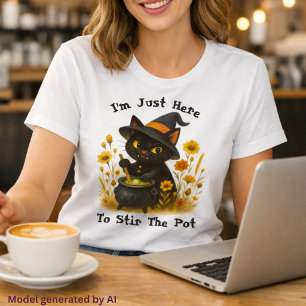 T-shirt Chat sorcier - Je suis juste là pour remuer la mar