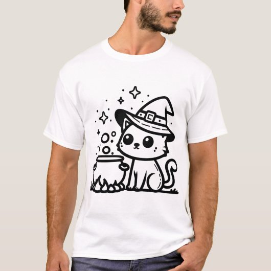 T-shirt chat sorcière (Devant)