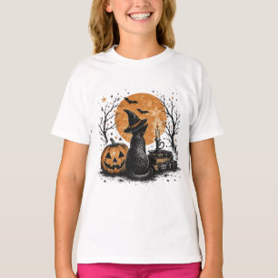 T-shirt Chat sorcière et citrouille