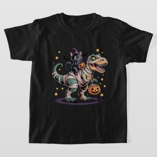T-shirt Chat-Sorcière Mummy T-Rex - Joli Halloween Dino (Poser)
