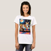 T-shirt Chat sous les étoiles 2 (Devant entier)