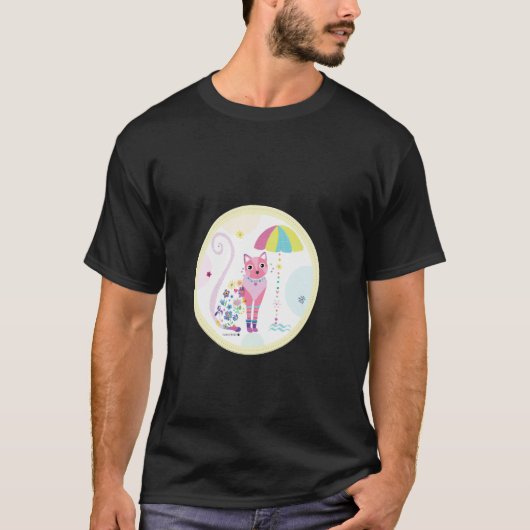 T-shirt Chat sous parapluie (Devant)
