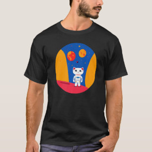 T-shirt Chat Spatial Astronaute Explorant les planètes Sci
