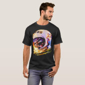 T-shirt Chat spatial astronaute (version galaxie profonde) (Devant entier)