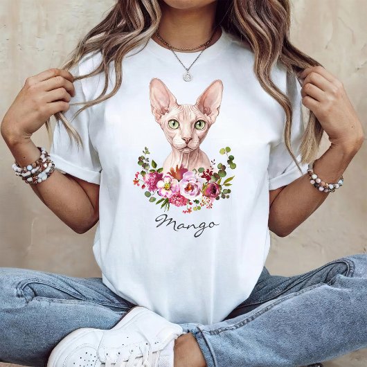 T-shirt Chat Sphynx aquarelle