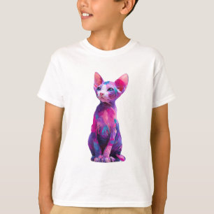 T-shirt Chat Sphynx Aquarelle Abstraite Enfants