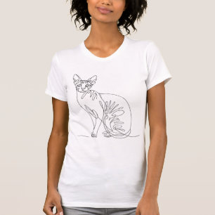 T-shirt Chat Sphynx Dessiné à la Main - Art en Ligne Minim