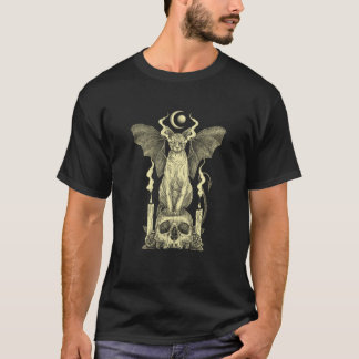 T-shirt Chat Sphynx Évil Chauve-Souris Crâne Wicca Gothiqu