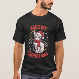 T-shirt Chat Sphynx Meowy Noël Vêtements Fêtes d'Hiver Cos