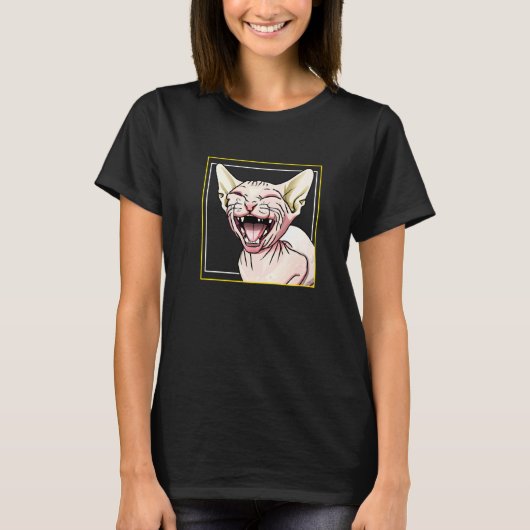 T-shirt Chat Sphynx qui rit (Devant)
